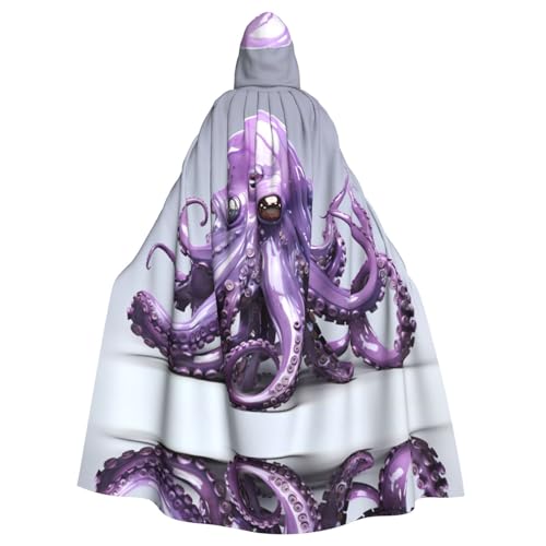YYHWHJDE Lila Octopus Prints Halloween Erwachsene Kapuzenumhang für Partys und Kostüme von YYHWHJDE