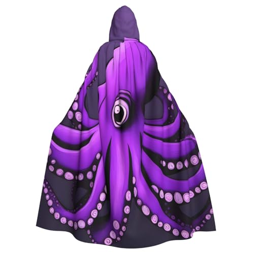 YYHWHJDE Lila Octopus Prints Halloween Erwachsene Kapuzenumhang für Partys und Kostüme von YYHWHJDE
