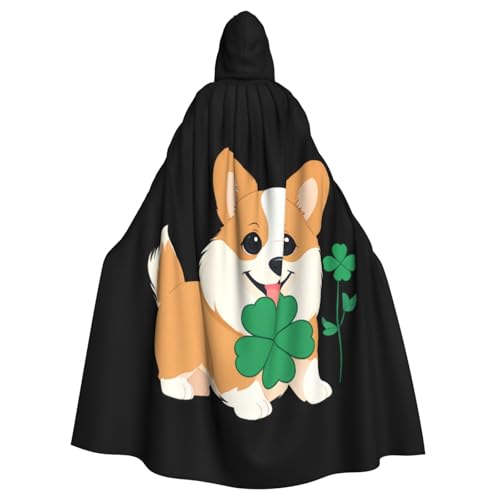 YYHWHJDE Little Corgi hält einen Kleeblatt-Druck, Halloween-Umhang mit Kapuze, für Erwachsene und Partys YYHWHJDE Little Corgi hält einen Kleeblatt-Druck, Halloween-Umhang mit Kapuze, für Erwachsene und Partys von YYHWHJDE