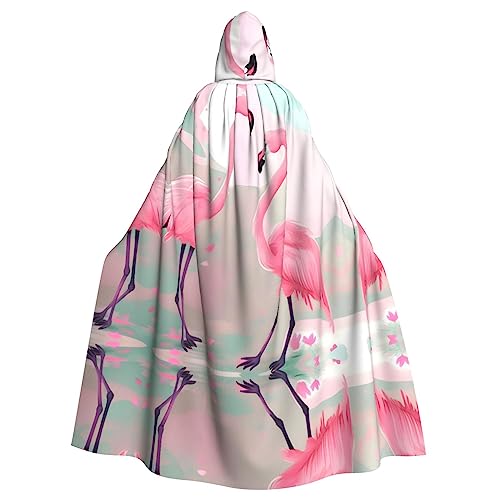 YYHWHJDE Love Flamingo Prints Halloween Erwachsene Kapuzenumhang für Partys und Kostüme von YYHWHJDE