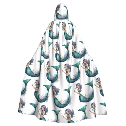 YYHWHJDE Meerjungfrauenschwanz-Aufdruck, Halloween, Erwachsenen-Kapuzenumhang für Partys und Kostüme YYHWHJDE Meerjungfrauenschwanz-Aufdruck, Halloween, Erwachsenen-Kapuzenumhang für Partys und Kostüme von YYHWHJDE
