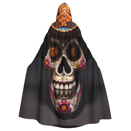 YYHWHJDE Mexikanischer Halloween-Umhang mit Totenkopf-Druck, für Erwachsene und Partys von YYHWHJDE