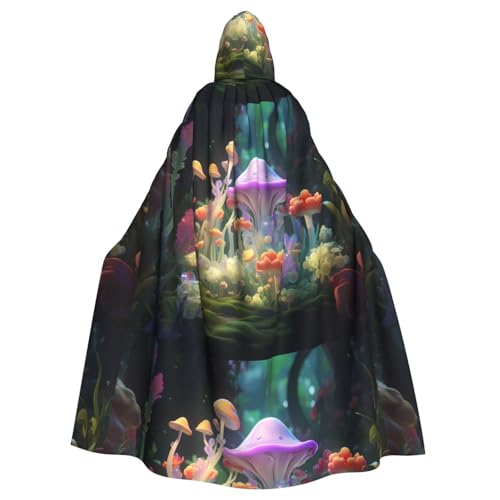 YYHWHJDE Mikroskopisches Pilzmuster Halloween Erwachsene Kapuzenumhang Umhang für Rollenspiele, Bühnenkostüme, Partys, pflegeleicht von YYHWHJDE