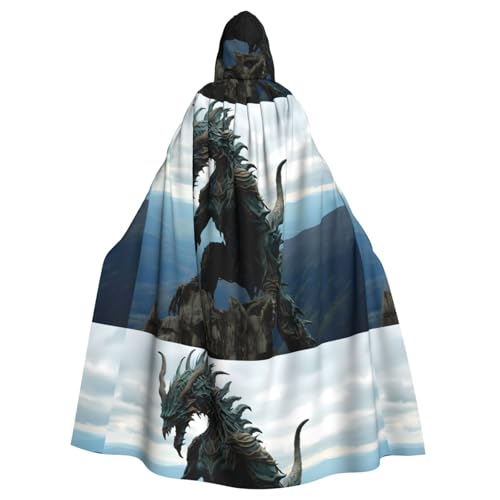 YYHWHJDE Mountain Top Monster Picture Halloween Erwachsene Kapuzenumhang ohne Reißverschluss, bequem für Kostümpartys von YYHWHJDE