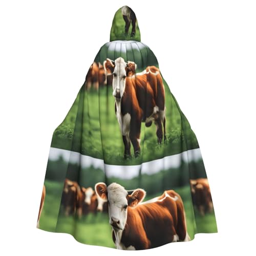 YYHWHJDE Niedlicher kleiner Kuh-Druck, Halloween-Umhang mit Kapuze für Erwachsene für Partys und Kostüme YYHWHJDE Niedlicher kleiner Kuh-Druck, Halloween-Umhang mit Kapuze für Erwachsene für Partys und Kostüme von YYHWHJDE