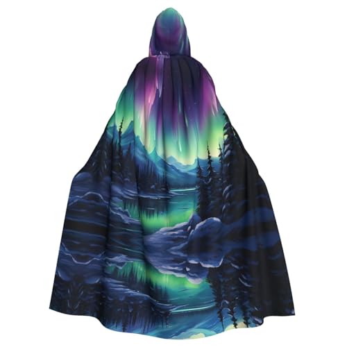 YYHWHJDE Northern Lights Painting Prints Halloween Erwachsene Kapuzenumhang für Partys und Kostüme von YYHWHJDE