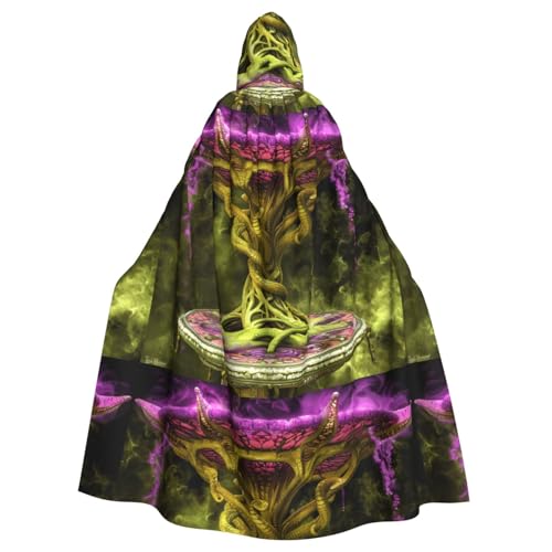 YYHWHJDE Oase im Nebel Muster Halloween Erwachsene Kapuzenumhang Umhang für Rollenspiele, Bühnenkostüme, Partys, pflegeleicht von YYHWHJDE