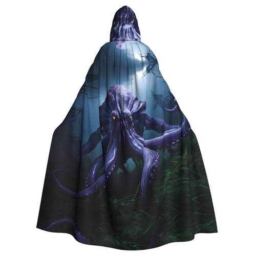 YYHWHJDE Octopus in the Grass Picture Halloween Adult Hooded Cloak for Role-Playing, Costumes, and Theme Parties von YYHWHJDE