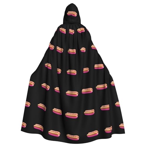 YYHWHJDE Pinker Hotdog-Aufdruck, Halloween-Umhang mit Kapuze, für Partys und Kostümveranstaltungen von YYHWHJDE