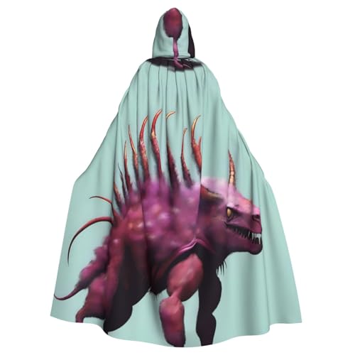 YYHWHJDE Reiner Hintergrund Monster-Muster Halloween Erwachsene Kapuzenumhang Umhang für Rollenspiele, Bühnenkostüme, Partys, pflegeleicht von YYHWHJDE