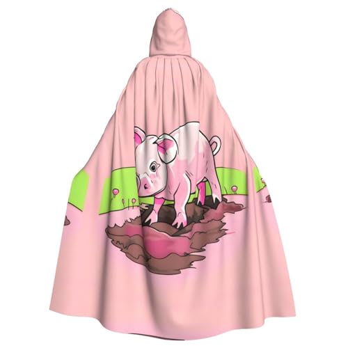 YYHWHJDE Rosafarbener Ferkel-Druck, Halloween-Umhang mit Kapuze für Erwachsene für Partys und Kostümveranstaltungen YYHWHJDE Rosafarbener Ferkel-Druck, Halloween-Umhang mit Kapuze für Erwachsene für Partys und Kostümveranstaltungen von YYHWHJDE