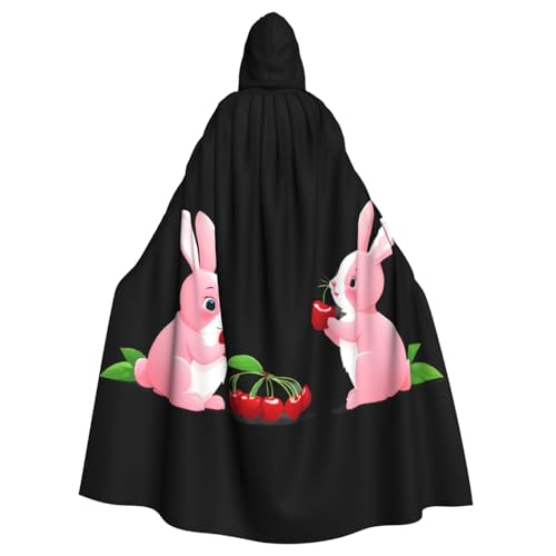 YYHWHJDE Rosafarbener Hasenpflückender Kirschen-Aufdruck, Halloween-Umhang für Erwachsene mit Kapuze für Partys und Kostüme YYHWHJDE Rosafarbener Hasenpflückender Kirschen-Aufdruck, Halloween-Umhang für Erwachsene mit Kapuze für Partys und Kostüme von YYHWHJDE