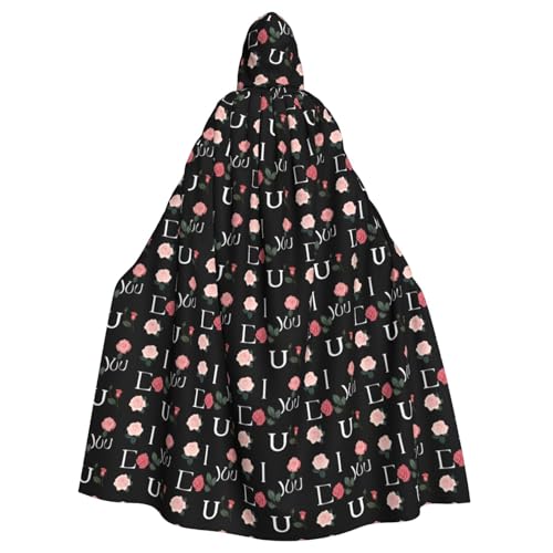 YYHWHJDE Rose is saying I love you Printing Halloween Adult Hooded Cloak for Parties and Costume Events von YYHWHJDE
