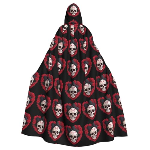 YYHWHJDE Rosen-Hexenschädel-Aufdruck, Halloween, Erwachsenen-Kapuzenumhang für Partys und Kostümveranstaltungen YYHWHJDE Rosen-Hexenschädel-Aufdruck, Halloween, Erwachsenen-Kapuzenumhang für Partys und Kostümveranstaltungen von YYHWHJDE