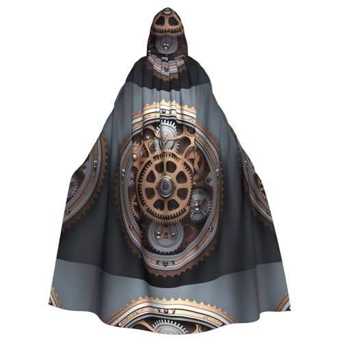 YYHWHJDE Rotierendes Getriebe-Muster, Halloween-Umhang mit Kapuze, für Erwachsene, für Rollenspiele, Bühnenkostüme, Partys, pflegeleicht von YYHWHJDE