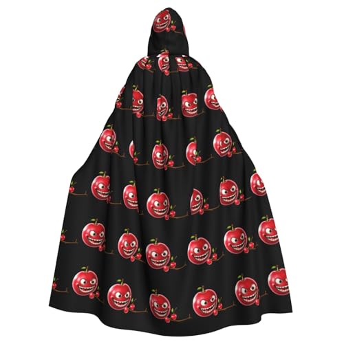 YYHWHJDE Scary Cherry Smiley Picture Halloween Adult Hooded Cloak for Role-Playing, Costumes, and Theme Parties von YYHWHJDE
