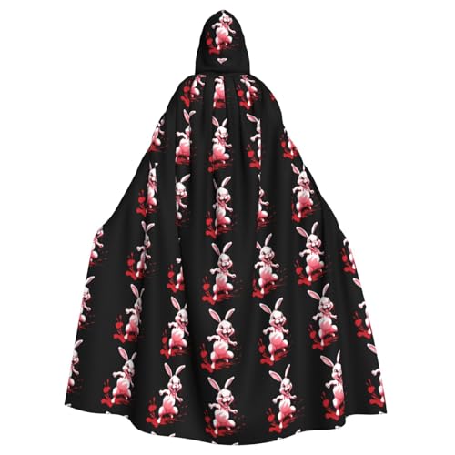 YYHWHJDE Scary Evil Rabbit Picture Halloween Adult Hooded Cloak for Role-Playing, Costumes, and Theme Parties von YYHWHJDE
