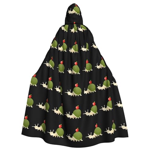 YYHWHJDE Schnecke trägt ein Apfelbild Halloween Erwachsene Kapuzenumhang ohne Reißverschluss, bequem für Kostümpartys von YYHWHJDE