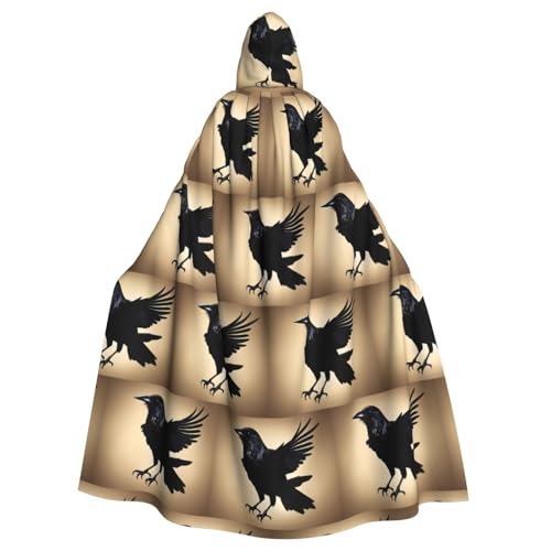 YYHWHJDE Schwarzer Krähenvögel-Aufdruck, Halloween-Kapuzenumhang für Erwachsene für Partys und Kostüme YYHWHJDE Schwarzer Krähenvögel-Aufdruck, Halloween-Kapuzenumhang für Erwachsene für Partys und Kostüme von YYHWHJDE