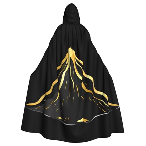 YYHWHJDE Schwarzer und goldener Vulkan-Aufdruck, Halloween-Umhang mit Kapuze, für Partys und Kostüme YYHWHJDE Schwarzer und goldener Vulkan-Aufdruck, Halloween-Umhang mit Kapuze, für Partys und Kostüme von YYHWHJDE