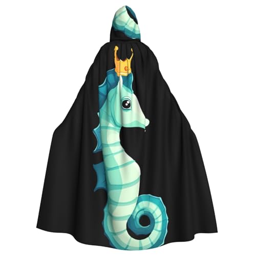 YYHWHJDE Seepferdchen mit Kronen-Aufdruck, Halloween-Umhang mit Kapuze für Erwachsene für Partys und Kostüme YYHWHJDE Seepferdchen mit Kronen-Aufdruck, Halloween-Umhang mit Kapuze für Erwachsene für Partys und Kostüme von YYHWHJDE