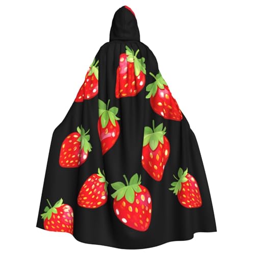 YYHWHJDE Shining Diamond Strawberries Prints Halloween Adult Hooded Cloak for Parties and Costumes von YYHWHJDE