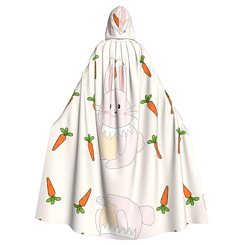 YYHWHJDE Smiling Rabbit Picture Halloween Adult Hooded Cloak for Role-Playing, Costumes, and Theme Parties von YYHWHJDE