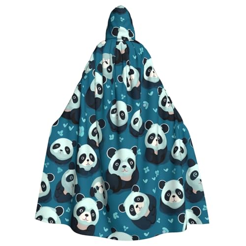 YYHWHJDE Süßes kleines Panda-Muster, Halloween-Umhang mit Kapuze, ohne Reißverschluss, bequem für Kostümpartys von YYHWHJDE