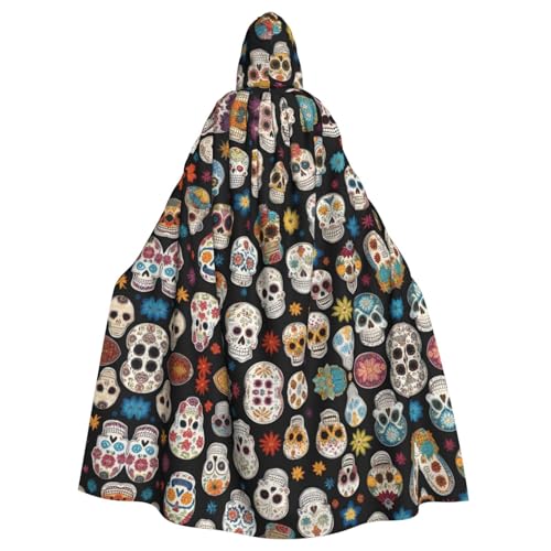 YYHWHJDE Sugar Skulls Prints Halloween Erwachsene Kapuzenumhang für Partys und Kostüme von YYHWHJDE