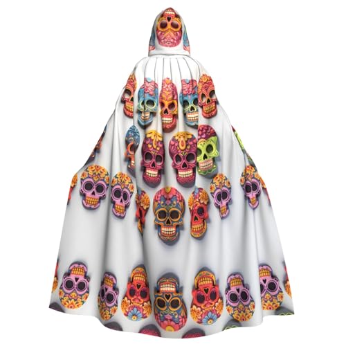 YYHWHJDE Sugar Skulls Prints Halloween Erwachsene Kapuzenumhang für Partys und Kostüme von YYHWHJDE