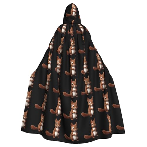 YYHWHJDE The Gentle Little Squirrel Prints Halloween Adult Hooded Cloak for Parties and Costumes von YYHWHJDE