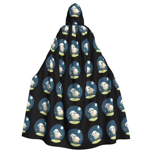 YYHWHJDE The Lamb and the Moon Prints Halloween Adult Hooded Cloak for Parties and Costumes von YYHWHJDE