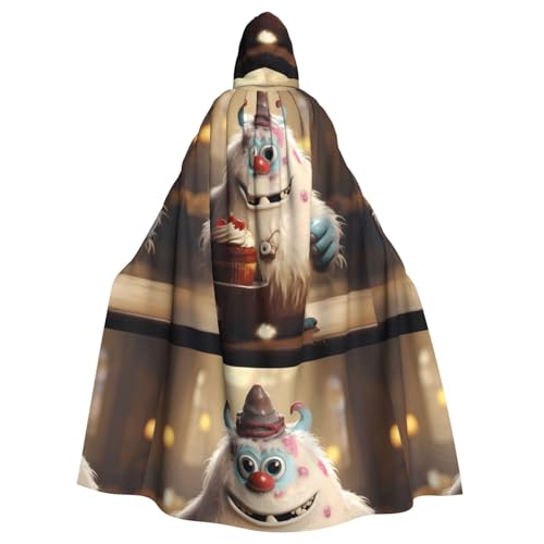 YYHWHJDE The Little Monster Holding The Cake Picture Halloween Adult Hooded Cape Cloak No Zipper, Comfortable For Costume Parties von YYHWHJDE