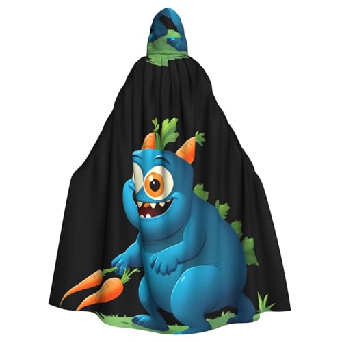YYHWHJDE The Little Monster Pulling Carrots Pattern Halloween Adult Hooded Cape Cloak - Super Large Hooded Cloak No Zipper von YYHWHJDE