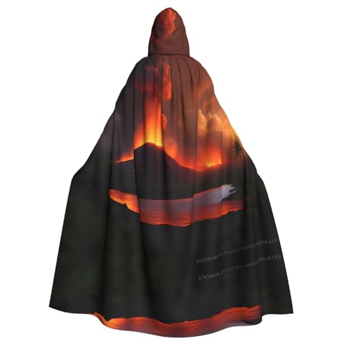 YYHWHJDE The erupting Kilauea Vulcano Picture Halloween Adult Hooded Cloak for Role-Playing, Costumes, and Theme Parties von YYHWHJDE