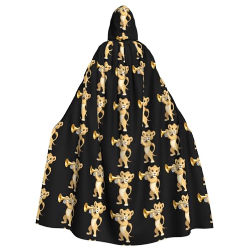 YYHWHJDE The lion cub is blowing the trompete prints Halloween Adult Hooded Cloak for Parties and Costumes YYHWHJDE The lion cub is blowing the trompete prints Halloween Adult Hooded Cloak for Parties and Costumes von YYHWHJDE