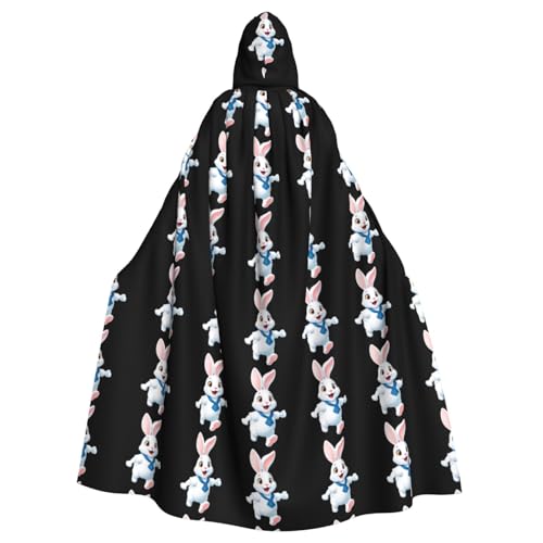 YYHWHJDE The little white rabbit jumping Prints Halloween Adult Hooded Cloak for Parties and Costumes von YYHWHJDE