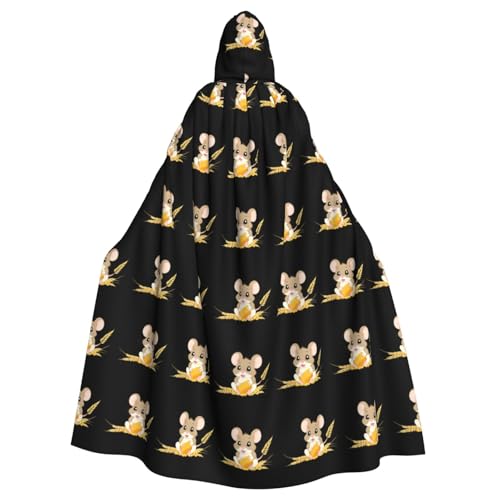 YYHWHJDE The mouse that eats wheat Prints Halloween Adult Hooded Cloak for Parties and Costumes von YYHWHJDE