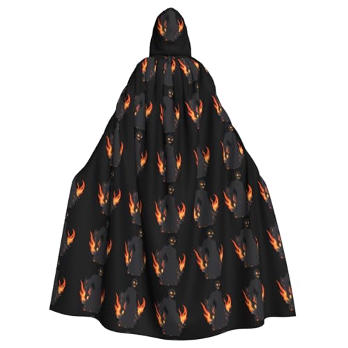 YYHWHJDE The terrifying shadow in the flames Prints Halloween Adult Hooded Cloak for Parties and Costumes von YYHWHJDE