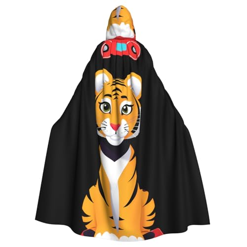 YYHWHJDE Tigerpuppe auf einem Wagenmuster, Halloween-Umhang mit Kapuze für Erwachsene, für Rollenspiele, Bühnenkostüme, Partys, pflegeleicht YYHWHJDE Tigerpuppe auf einem Wagenmuster, Halloween-Umhang mit Kapuze für Erwachsene, für Rollenspiele, Bühnenkostüme, Partys, pflegeleicht von YYHWHJDE