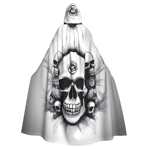 YYHWHJDE Totenkopf-Druck, Halloween-Umhang mit Kapuze für Erwachsene für Partys und Kostümveranstaltungen von YYHWHJDE