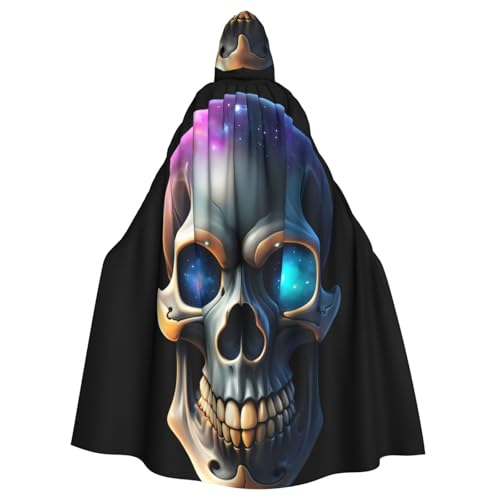 YYHWHJDE Totenkopf auf der Galaxie bedruckt Halloween Erwachsene Kapuzenumhang für Partys und Kostüme von YYHWHJDE