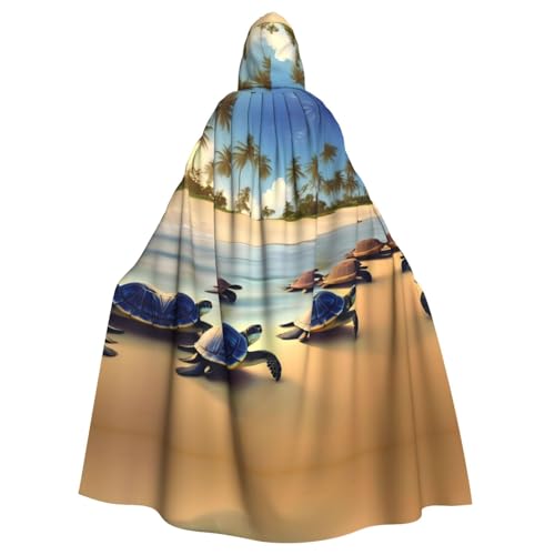 YYHWHJDE Turtles on the beach Prints Halloween Adult Hooded Cloak for Parties and Costumes von YYHWHJDE