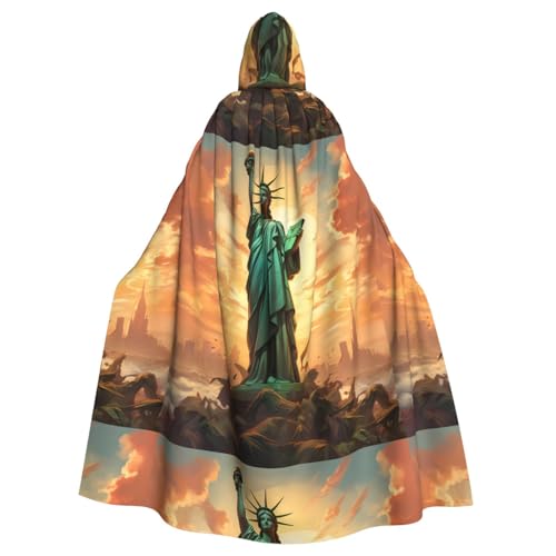 YYHWHJDE Umhang mit Freiheitsstatue, Halloween, Erwachsenen-Kapuzenumhang für Rollenspiele, Bühnenkostüme, Partys, pflegeleicht von YYHWHJDE