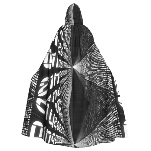YYHWHJDE Umhang mit Gleichungssymbolen, Halloween, Erwachsenen-Kapuzenumhang für Rollenspiele, Bühnenkostüme, Partys, pflegeleicht von YYHWHJDE
