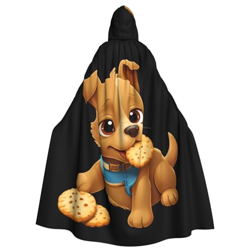 YYHWHJDE Umhang mit Kapuze, Motiv: Welpe, Kekse, Muster, Halloween, Erwachsene, ohne Reißverschluss, bequem für Kostümpartys von YYHWHJDE