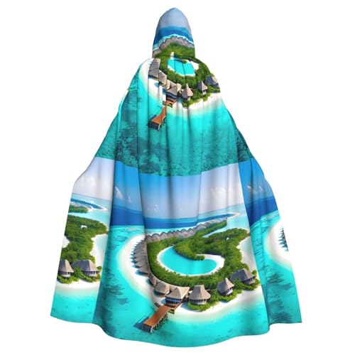 YYHWHJDE Umhang mit Kapuze für Erwachsene, Malediven, Landschaftsmuster, Halloween, für Rollenspiele, Bühnenkostüme, Partys, pflegeleicht YYHWHJDE Umhang mit Kapuze für Erwachsene, Malediven, Landschaftsmuster, Halloween, für Rollenspiele, Bühnenkostüme, Partys, pflegeleicht von YYHWHJDE