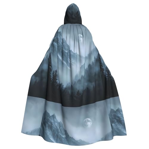 YYHWHJDE Umhang mit Kapuze für Erwachsene, Motiv: Berge, mit Mondschein-Muster, kein Reißverschluss, bequem für Kostümpartys YYHWHJDE Umhang mit Kapuze für Erwachsene, Motiv: Berge, mit Mondschein-Muster, kein Reißverschluss, bequem für Kostümpartys von YYHWHJDE