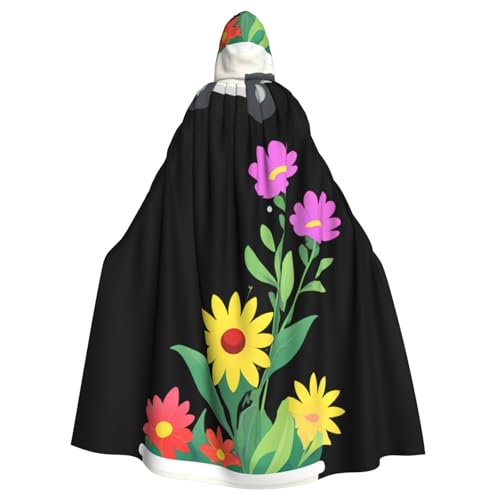 YYHWHJDE Umhang mit Kapuze für Erwachsene, Motiv: Blumen auf dem Wagen, für Rollenspiele, Bühnenkostüme, Partys, pflegeleicht von YYHWHJDE