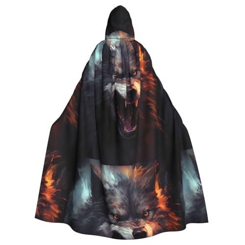 YYHWHJDE Umhang mit Kapuze für Erwachsene, Motiv: Ein versteckter Wolf, ohne Reißverschluss, bequem für Kostümpartys von YYHWHJDE